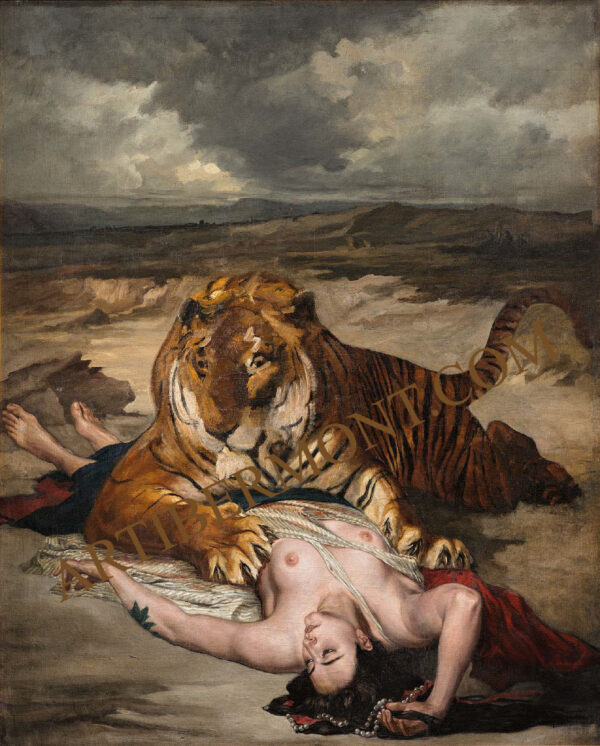 Auguste Lançon (1836-1885), “Woman defeated by a tiger”