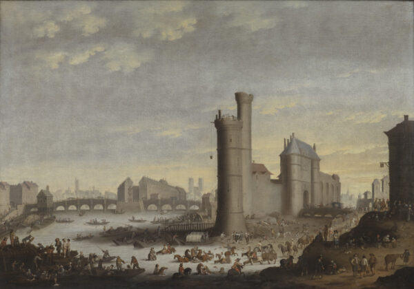 Pieter Bout (1658 -1719) (Attribué à), Vue de Paris : vue de la tour de Nesle et du Pont Neuf